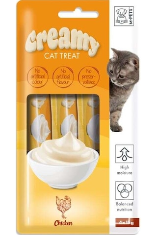 M-Pets Creamy Chicken Tavuk Etli Ek Besin Kedi Ödülü 4 x 15 G