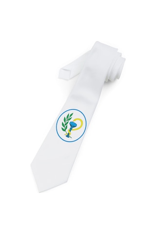 Baskıbazar Since Eczacı Logosu Baskılı Saten Lüks Kıravat Baskıbazar Beyaz