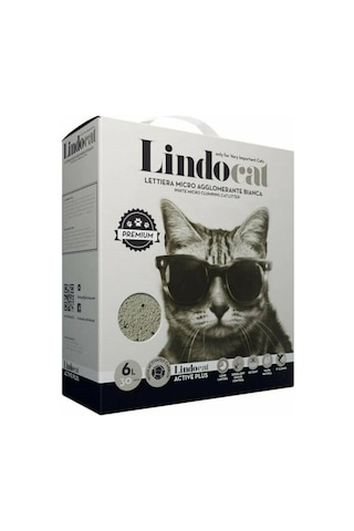 Lindo Cat Premium Aktif Plus Karbonlu Topaklaşan İnce Taneli Kedi Kumu 4 x 6 L