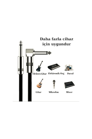 Gitar Jack Kablo Çelik Uç Düz/L Elektro Akustik Bağlama Keman