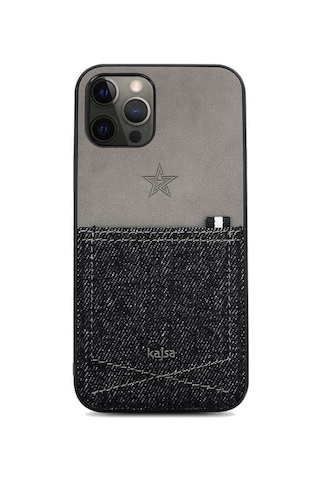 Kajsa Apple Uyumlu iPhone 12 Pro Max Kılıf Cep Tasarımlı Kajsa Denim Kapak ZORE-218934
