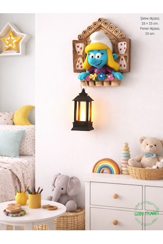 Fenerli Şirine Figürlü Pilli Duvar Dekoru Süsü - Hediyelik Gece Lambası 18x15 Cm Siyah -