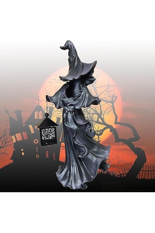 Eerie Holloween Atmosfer: Ev Veya Açık Dekor İçin Fener Yüzsüz Heykel İle Cadı Hayalet