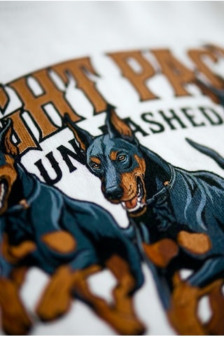 Hoxie Unisex Doberman Night Pack Grafik Baskılı Oversize Beyaz Tişört
