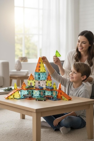 Magnetic Dıy 50 Parça Manyetik Bloklar Ve Arabalı Eğitici Yapım Seti