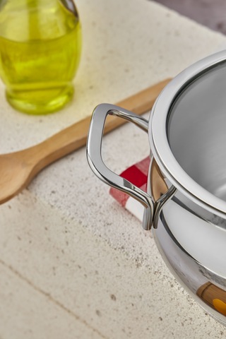 Cooker Lara Paslanmaz Çelik Cam Kapaklı 20 Cm Derin Tencere Gümüş