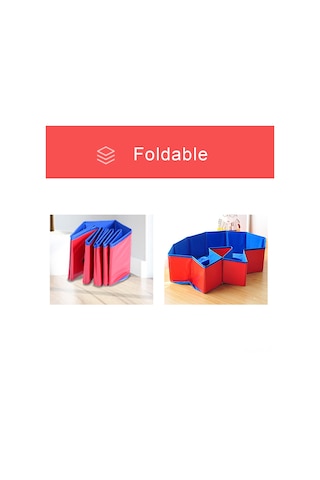 Vkemall Küçük Evcil Hayvanlar İçin Çekirdekli Katlanabilir Banyo Havuzu - 60cm Çap X 20cm Yükseklik, Pvc Malzeme, Su Çıkarma Kanalı, Kırmızı-mavi Renk