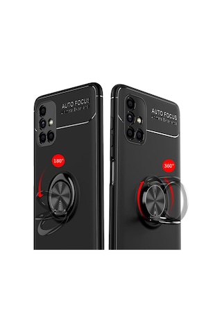 Galaxy Uyumlu M51 Kılıf Range Yüzüklü Silikon - Siyah-gold Renk