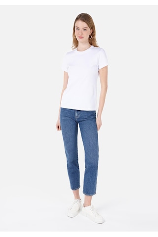 Colins Slim Fit Yuvarlak Yaka Düz Kadın Beyaz Kısa Kol Tişört Cl1068567 Q1.v2 Wht Beyaz