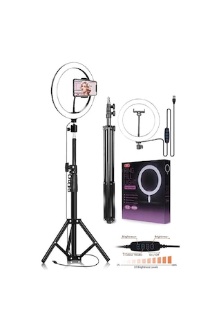 10 İnch Ring Light 5500k Youtuber Led Işıklı 2.1 Metre Tripod Sel