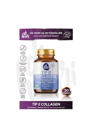 Dr. Henri Tip 2 Kollajen C Vitamini D3 & K2 İçeren Takviye Edici Gıda 30 Kapsül