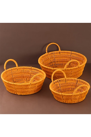 Porsima 304a 3 Lü Düzenleyici Hasır Sepet Seti Ekmeklik Sepet