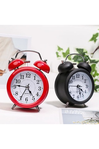 Büyük Boy Metal Masaüstü Renkli Işıklı Çalar Saat 15 11cm - Siyah