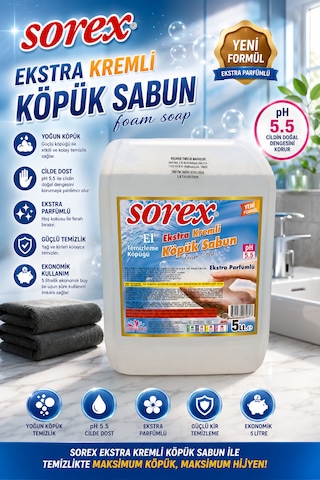 Sorex Köpük Sabun 5 Litre Profesyonel El Temizlik Ürünü Sorex Köpük Sabun 5 Litre Profesyonel El Temizlik Ürünü