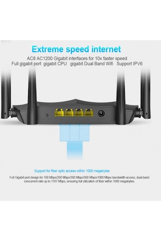Tenda Ac8 Ac1200 4Port Wifi 2.4Ghz 5Ghz Dual. 4 X 6Dbi Anten. Rou
