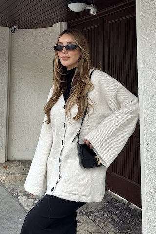 Kemik Çift Cepli Hırka - 04622 Krem