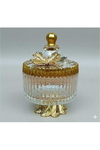 Çnr Home Collection Gold Metal Ayakli Kapakli Kelebekli - Şekerli - Sunumluk - Çerezlik Gold