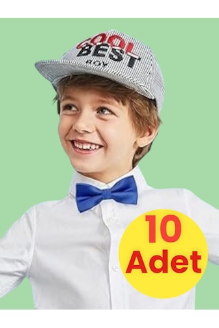 Tezzgelsin Erkek Çocuk Saten Papyon 10 Adet Saks Mavisi Saks Mavi