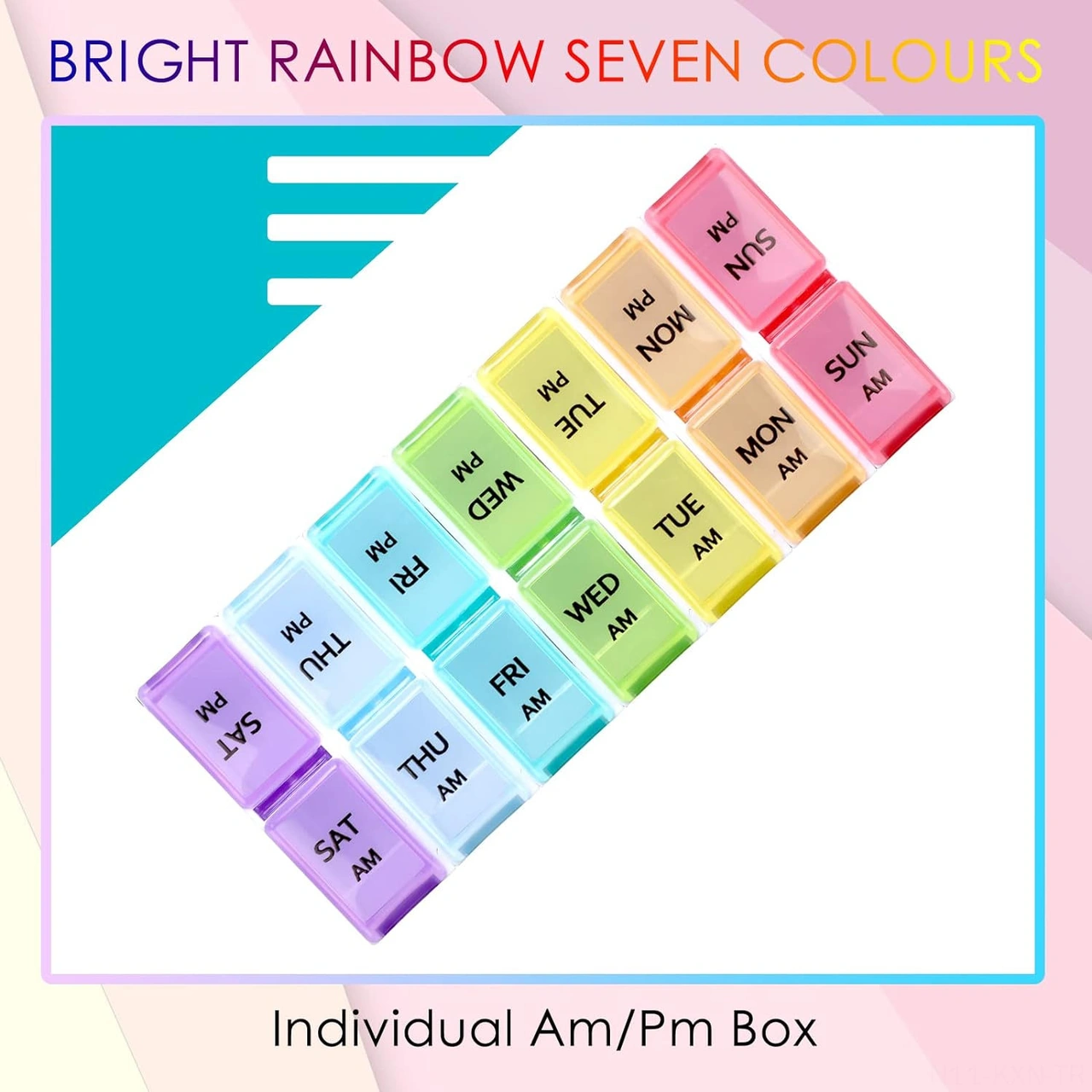 Kosona Haftalık 14 Bölmeli Sağlam İlaç Kutusu - Su Geçirmez Pp Malzeme, Kolay Taşınabilir, Güne Göre Renkli Bölmelerle İlaç Ve Küçük Eşya Saklama Kutusu Beyaz