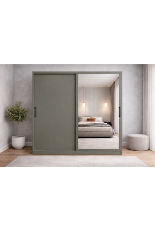 Zen Sürgü Kapaklı Dolap Gardırop Füme 160cm