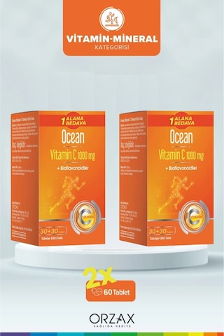 Ocean Vitamin C 1000mg 30+30 Tablet 1 Alana 1 Bedava 60 Tablet 2li Paket
