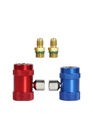 Mufunye R1234yf Klima Adaptörü: 2'li Bakır Hızlı Bağlantı, Yüksek/düşük Basınç Kırmızı/mavi , Soğutucu Sızıntısı Önleyici