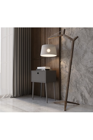 Enwood Canopus Mdf Gri Ahşap Ayaklı Tek Kapaklı Komodin