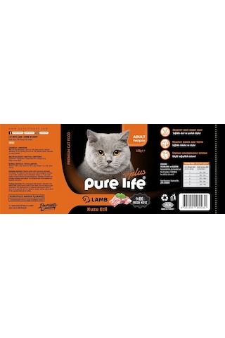 Pure Life Plus Kuzu Etli Yetişkin Kedi Konserve Maması 12 x 400 G