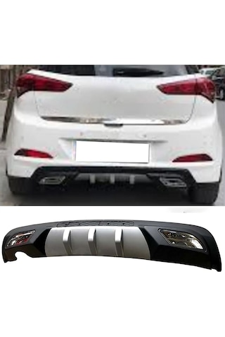 Hyundai İ20 Uyumlu Difüzör Difizör Gri + Kare Egzoz Görünüm C Tip