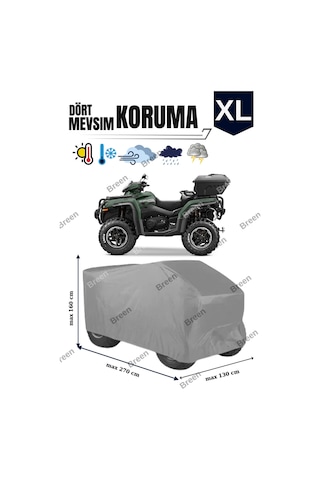 Gri Atv Brandası, Xl Beden, Koruma Örtüsü, Güneşten Korur, Su Geçirmez, Dayanıklı