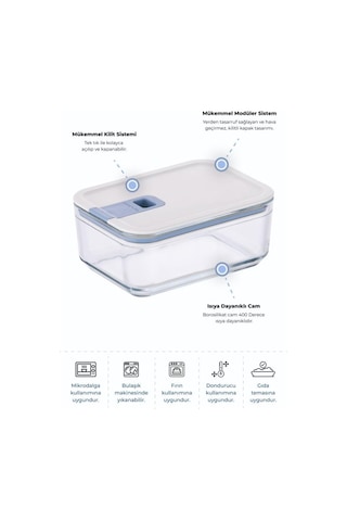 Neoflam Perfect Seal Dikdörtgen Cam Saklama Kabı Bej 750 ML