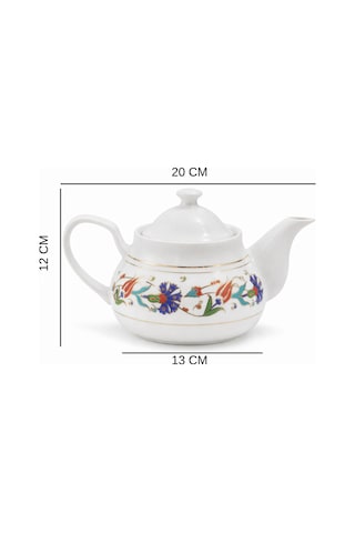 Osmanlı Desen Porselen Demlik - 650 Ml. Üst Demlik Beyaz