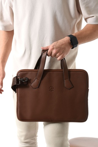 Westpolo Vegan Deri Unisex Laptop, Evrak Çantası - 6078 Taba
