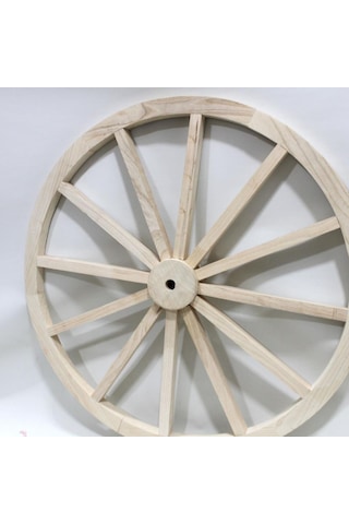 Otantik Çarşı Ahşap At Arabası Tekeri 100 Cm Duvar Dekoru