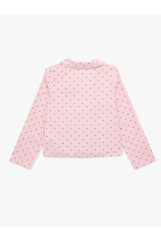Koton Uzun Kollu Düğmeli Gömlek Yaka Pijama Üstü Pembe Desenli 6slk50002mw Pembe Desenli