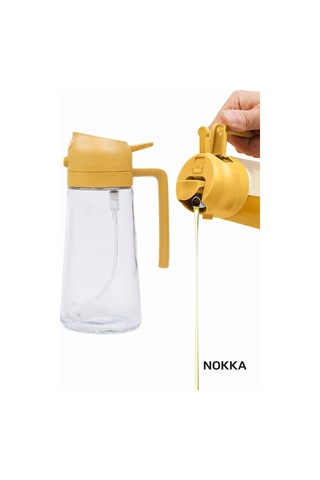Çift Fonksiyonlu Cam Yağdanlık 450ml Zeytinyağı Sıvıyağ Şişesi Airfryer Sprey Yağlık Çok Renkli