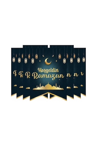 Ramazan Mübarek 17x12 Cm 10'lu Kırlangıç Bayrak Hoş Geldin Ramazan Süs