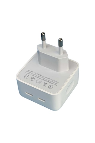 Yunboo Beyaz Avrupa Standartlı 40w Hızlı Şarj Aleti, Çift Type-c Portlu Şarj Ünitesi