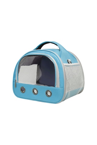 Vkemall Mavi Faltılamabilir Kucuk Evcil Hayvan Taşıma Çantası - Hamster, Muhabbet Kuşu, Tavşan İçin - Nefes Alabilir, Elden/omuzdan Taşınabilir, Şeffaf Pencere