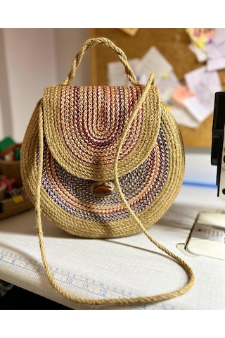 Hasır Çanta, Silindir Çanta, Tasarım Çanta,çok Renkli Hasır El Çantası Hasır