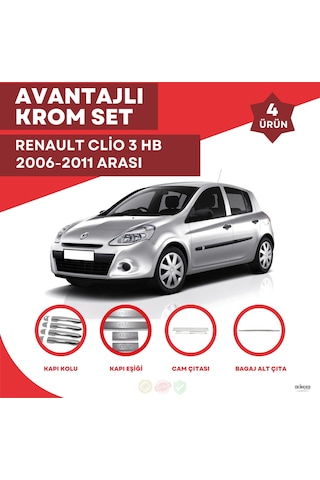 Renault Clio 3 Hb Avantajlı Krom Set 2006-2011 Arası -4ürün- Pasl