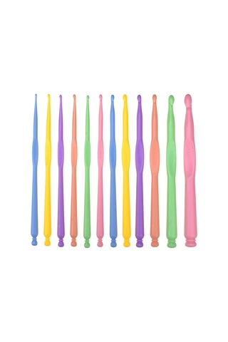 Ayrex Aelike Plastik Tığ Kancası, Seyahat İçin, Ergonomik Set, Artritik Eller İçin, 12'li Paket 2 10 Mm Plastik