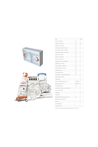 Plastik Ecza Dolabı Lux Beyaz + İlkyardım İşyeri Okul Fabrika İçerik Paketi Full Set