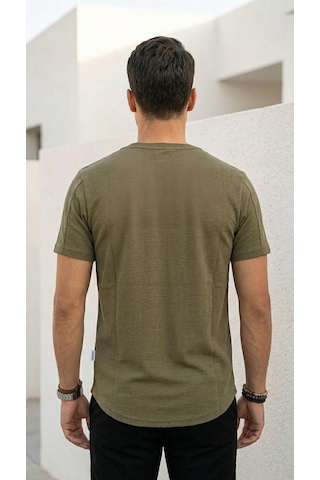 Plus Scorpion Erkek Slim Fit Basic Tişört Esnek, Terletmeyen Pike Dokulu Kumaş Haki