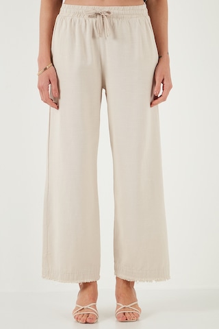 Lela Pamuklu Relaxed Fit Yüksek Bel Geniş Paça Bayan Pantolon 668Yp5275 Taş