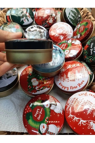 Yılbaşı Christmas Desenli Karışık Teneke Kutu 5 Adet