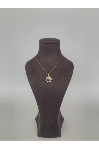 Yaşam Çiçeği Kolye Gold Renk Çelik Kristal Taşlı Hitit Güneş Tasarım Altın
