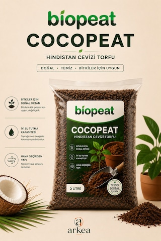 Cocopeat Hindistan Cevizi Torfu 5 Litre Saksı, Çiçek Ve Fide İçin Bitki Yetiştirme Ortamı 1000