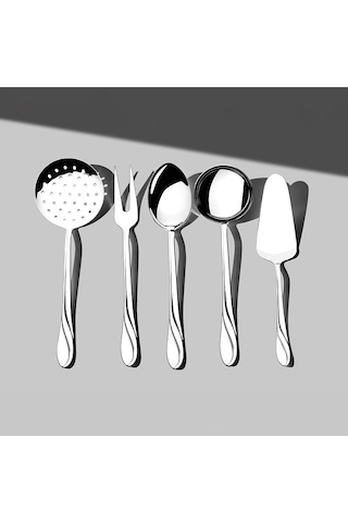 Nehir Safir Sade 5 Parça Paslanmaz Çelik Servis Takımı