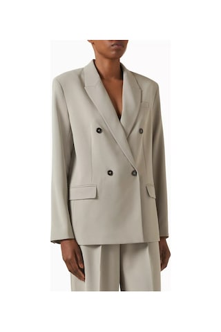 12storeez Krep Kumaş Straight Fit Blazer Ceket, 80 Ler Ilhamlı Feminen Kesim Bej